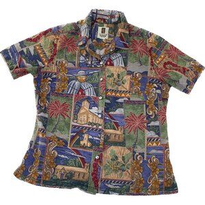 Tori Richard Honolulu Hawaiian Shirt Women's Small Multicolor Floral Palm Church